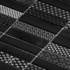 Alternative view of Glas Naturstein Mosaik Fliesen Celestiana Ornament Brick Schwarz Mix