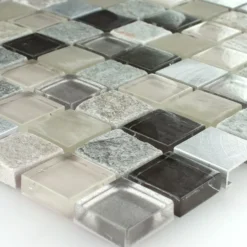 Alu Glas Naturstein Quarzit Mosaik Fliesen