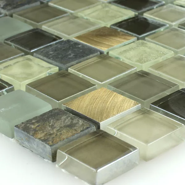 Alu-Mosaik Glasmosaik Naturstein Quarzit Mosaik Fliesen 3 Alu-Mosaik Glasmosaik Naturstein Quarzit Mosaik Fliesen