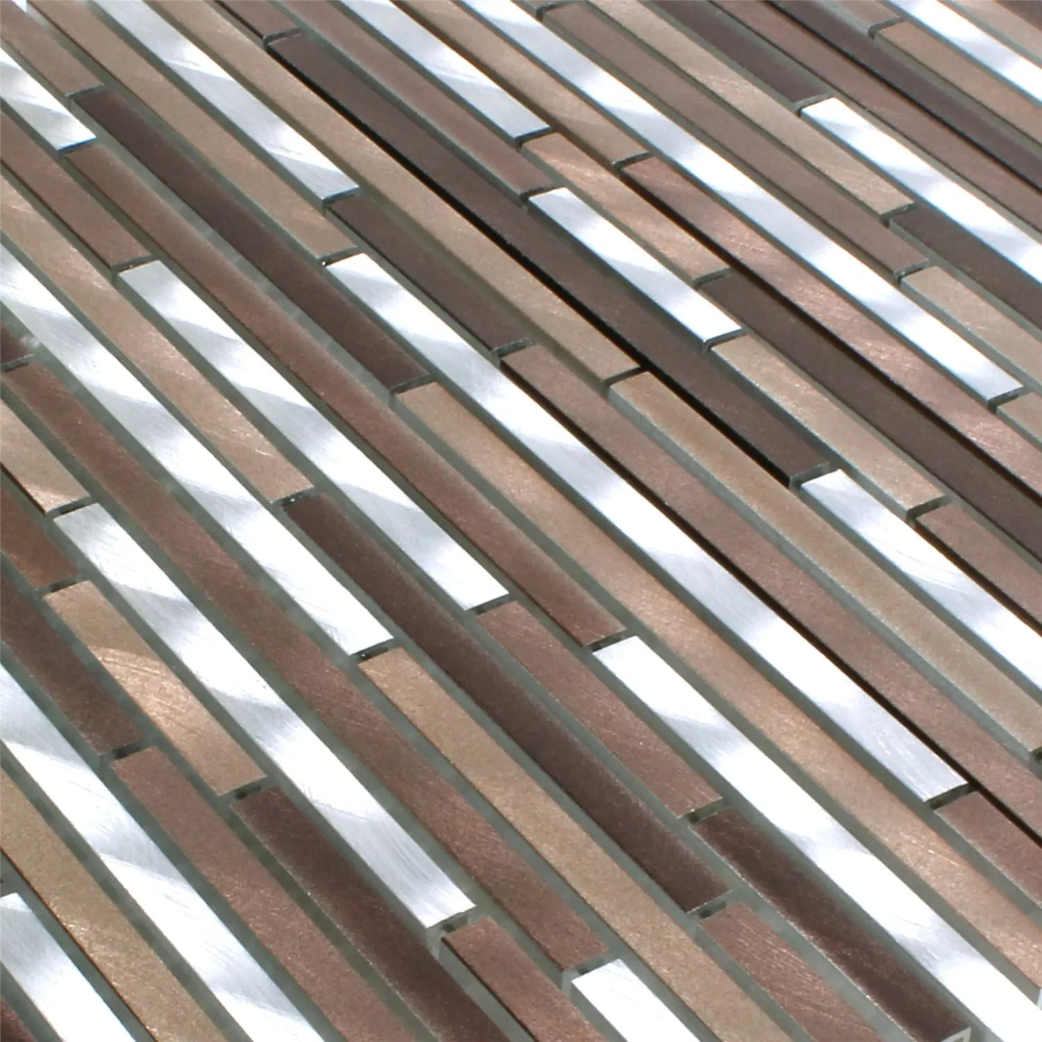 Aluminium Alu Metall Mosaik Braun Kupfer Silber 4 Aluminium Alu Metall Mosaik Braun Kupfer Silber – Bild 2