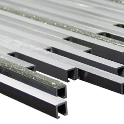 Aluminium Metall Mosaik Fliesen Bilbao Stripes Silber