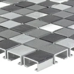 Aluminium Metall Mosaik Fliesen Montezuma Grau Silber Mix
