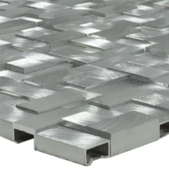 Aluminium Metall Mosaik Fliesen Quantum Silber