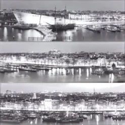 Amsterdam Hafen Panaroma Glas Effekt Fliese 3er Set