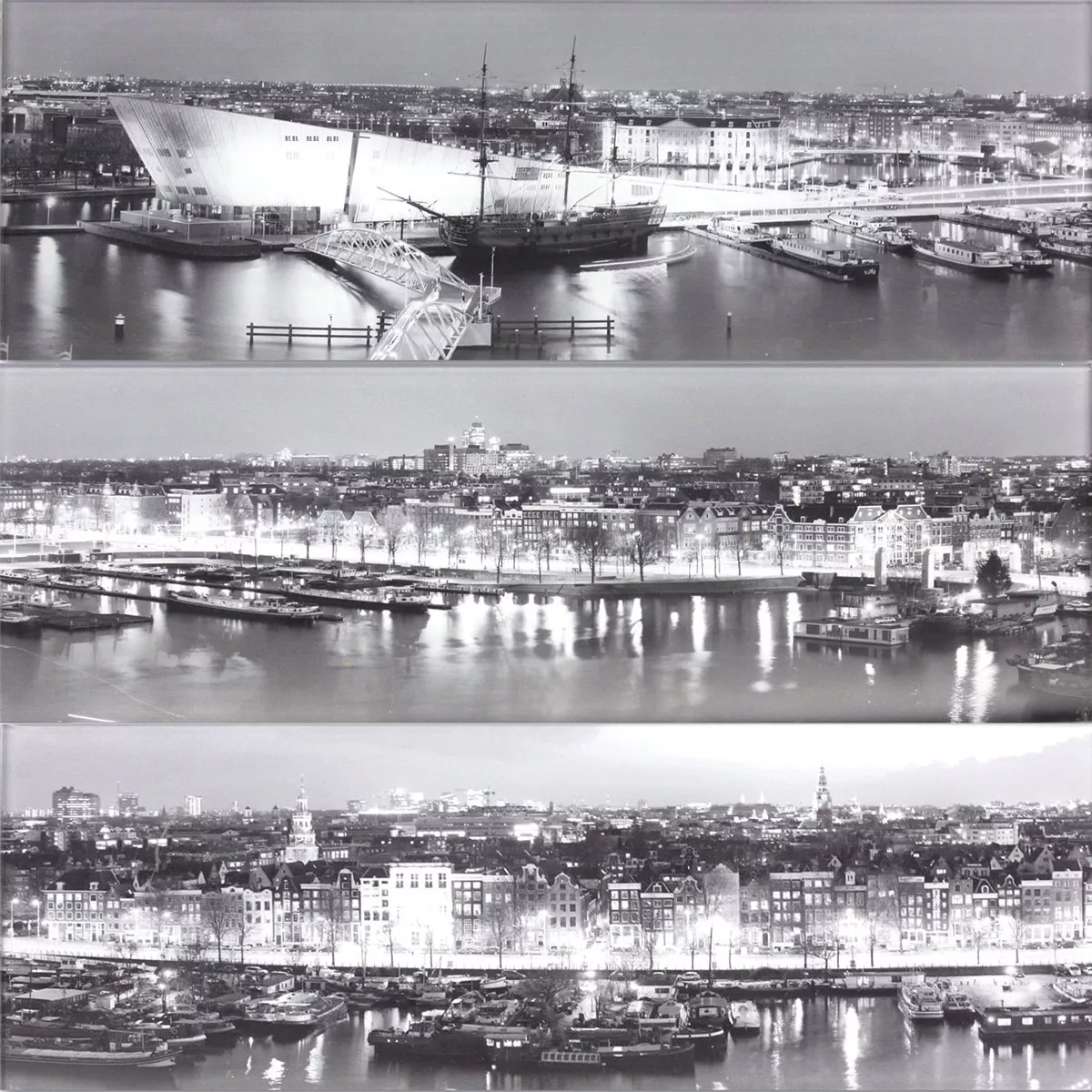 Amsterdam Hafen Panaroma Glas Effekt Fliese 3er Set 3 Amsterdam Hafen Panaroma Glas Effekt Fliese 3er Set