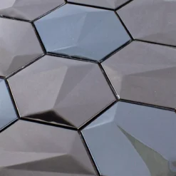 Alternative view of Edelstahl Mosaikfliesen Durango Hexagon 3D Braun
