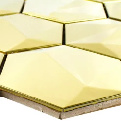 Edelstahl Mosaikfliesen Durango Hexagon 3D Gold