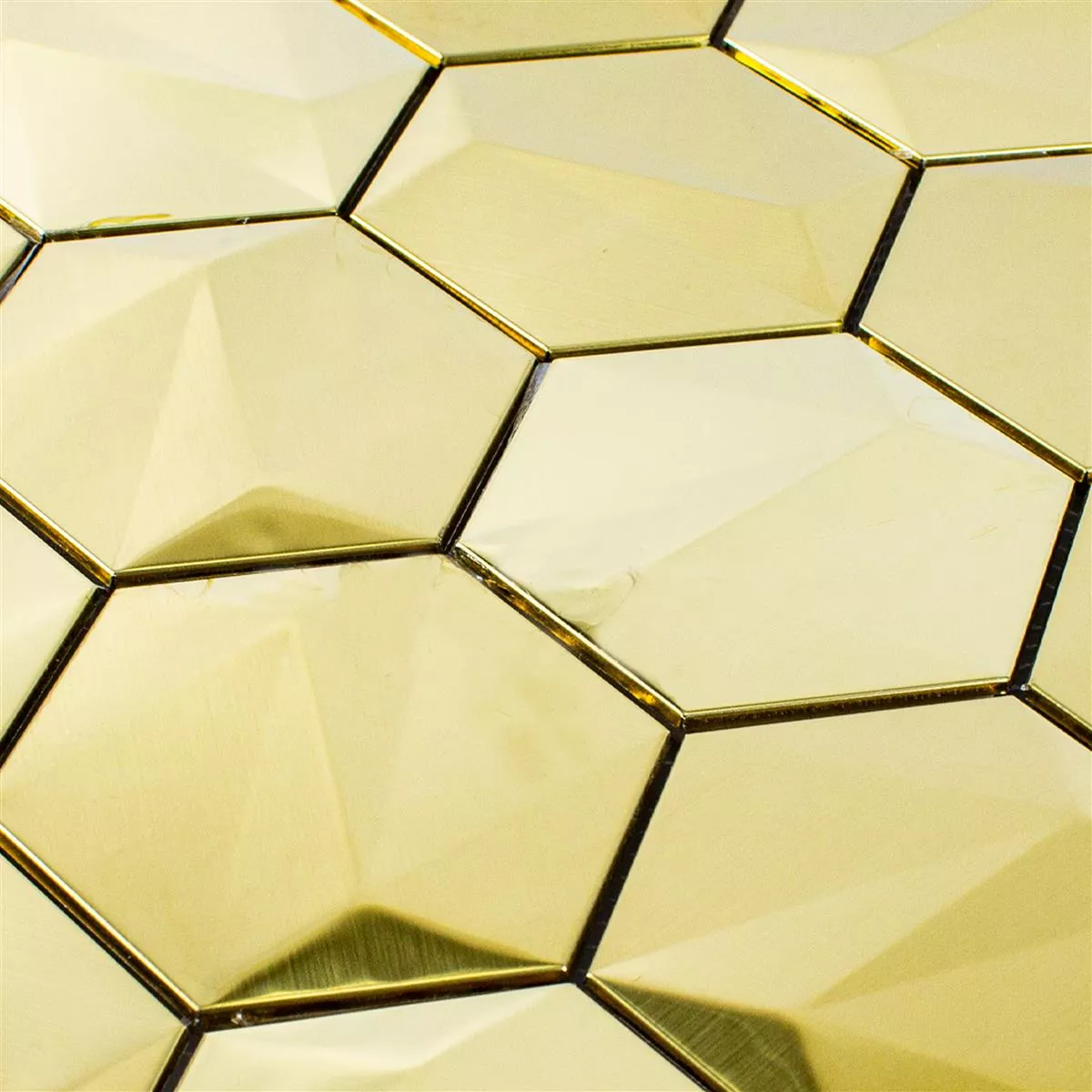Edelstahl Mosaikfliesen Durango Hexagon 3D Gold 4 Edelstahl Mosaikfliesen Durango Hexagon 3D Gold – Bild 2