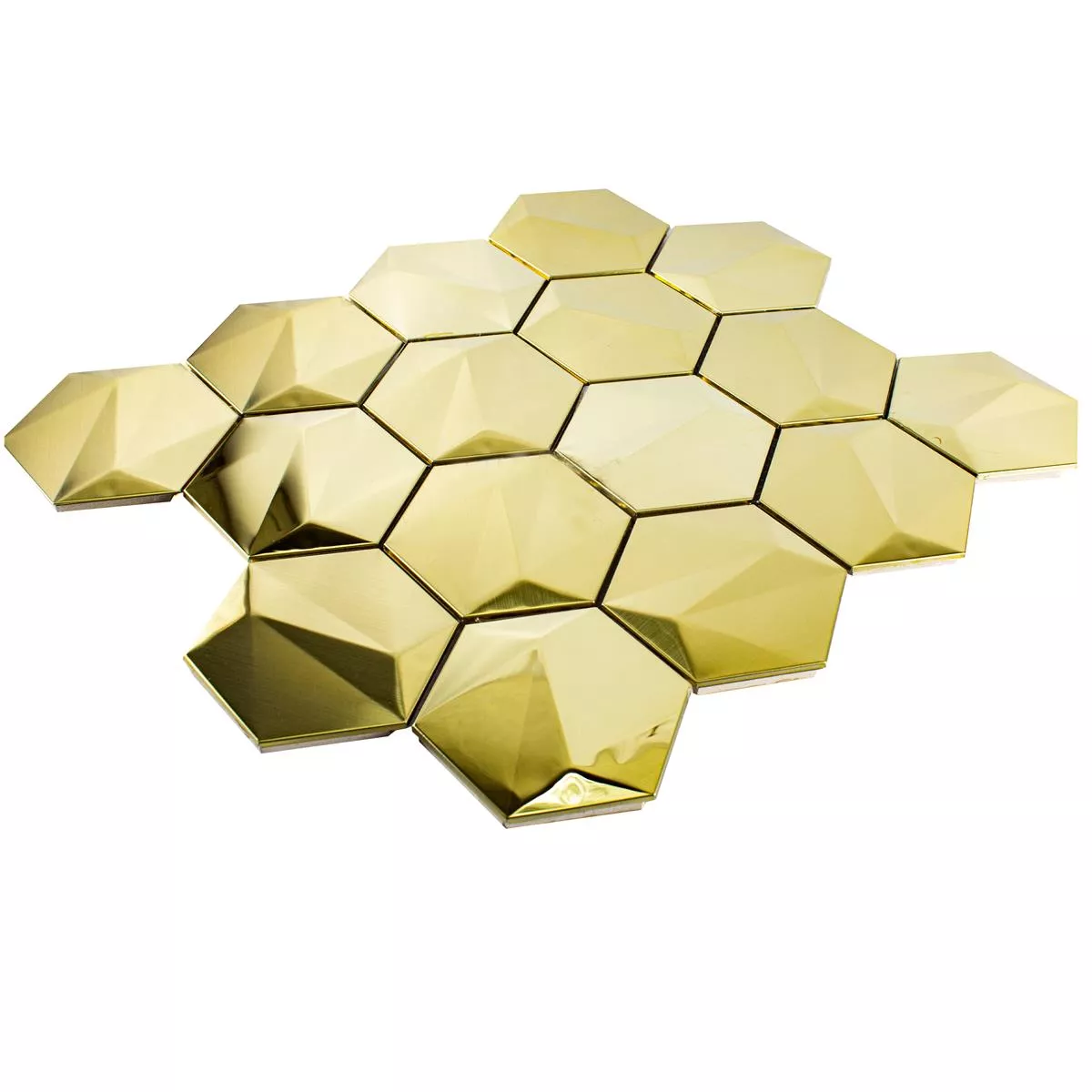 Edelstahl Mosaikfliesen Durango Hexagon 3D Gold 5 Edelstahl Mosaikfliesen Durango Hexagon 3D Gold – Bild 3
