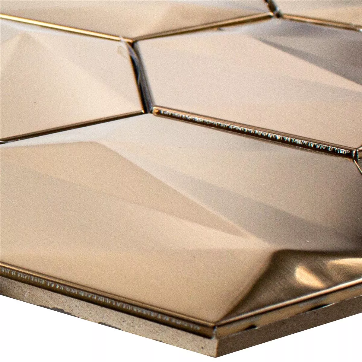 Edelstahl Mosaikfliesen Durango Hexagon 3D Kupfer 3 Edelstahl Mosaikfliesen Durango Hexagon 3D Kupfer
