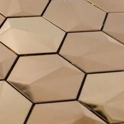Alternative view of Edelstahl Mosaikfliesen Durango Hexagon 3D Kupfer