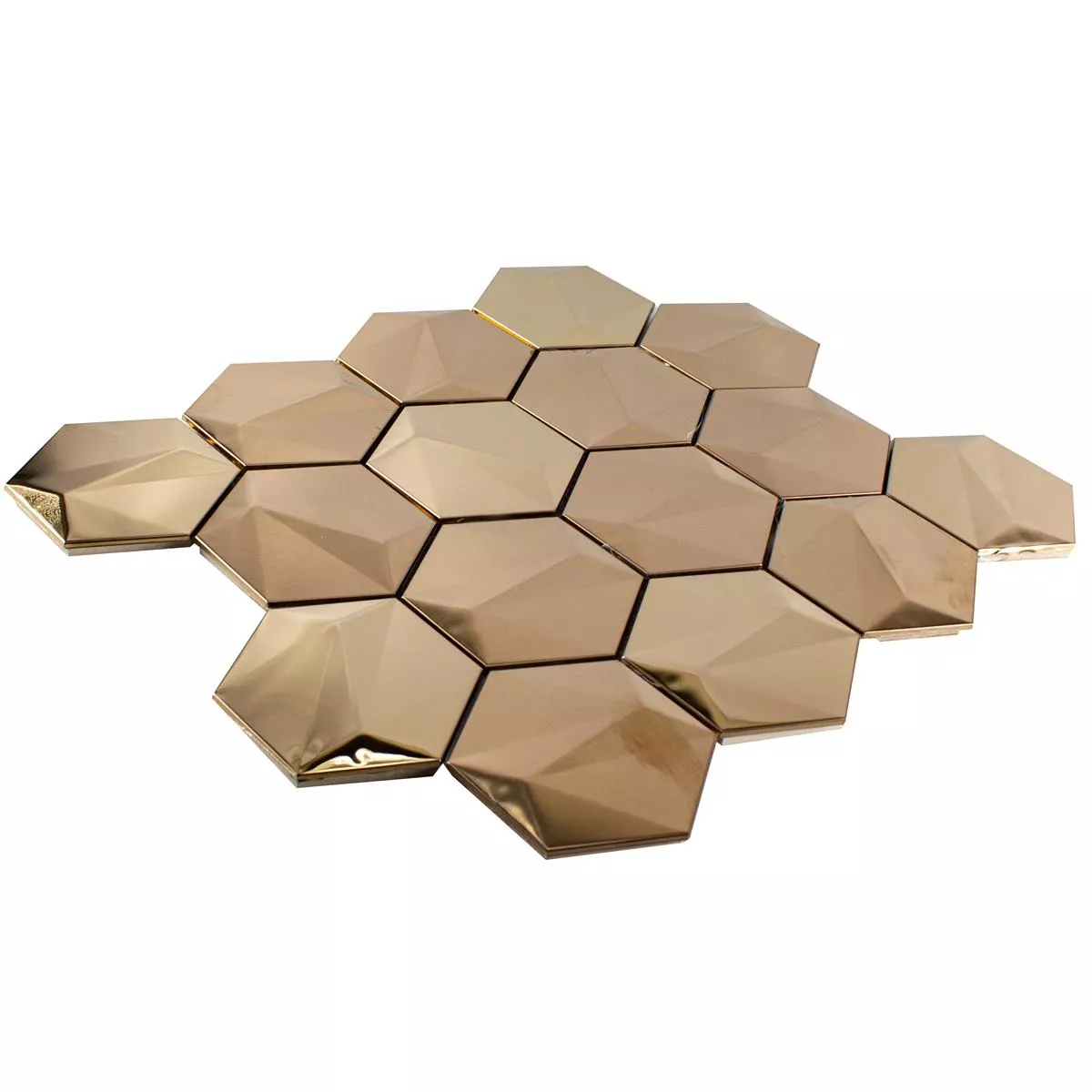 Edelstahl Mosaikfliesen Durango Hexagon 3D Kupfer 5 Edelstahl Mosaikfliesen Durango Hexagon 3D Kupfer – Bild 3