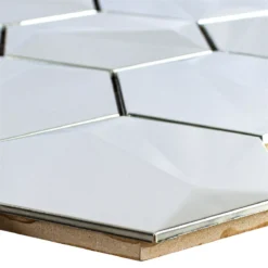 Edelstahl Mosaikfliesen Durango Hexagon 3D Silber