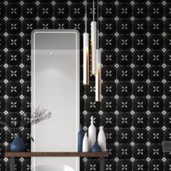 Feinsteinzeug Fliesen Genexia Schwarz Weiß Decor 4 Einleger 4,6x4,6cm -Mosafil Shop feinsteinzeug fliesen genexia schwarz weiss decor 4 einleger 4 6x4 6cm 5 17