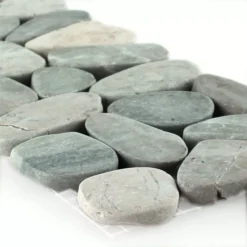 Flusskiesel Bordüre 10x30cm Hellgrau Pebbles