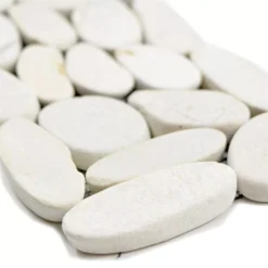 Flusskiesel Bordüre Chenoa Weiß 10x30cm