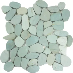 Flusskiesel Natursteinmosaik Geschnitten Green Oasis