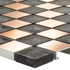 Glas Aluminium Mosaik Fliesen Eldorien Kupfer-Grau