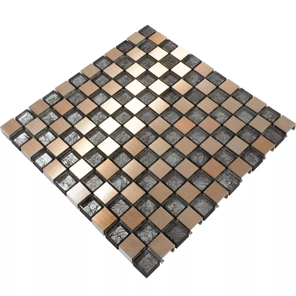 Glas Aluminium Mosaik Fliesen Eldorien Kupfer-Grau 5 Glas Aluminium Mosaik Fliesen Eldorien Kupfer-Grau – Bild 3