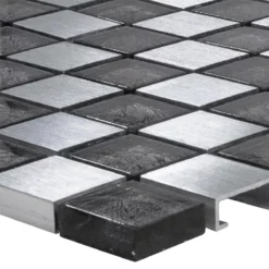 Glas Aluminium Mosaik Fliesen Eldorien Silber-Grau