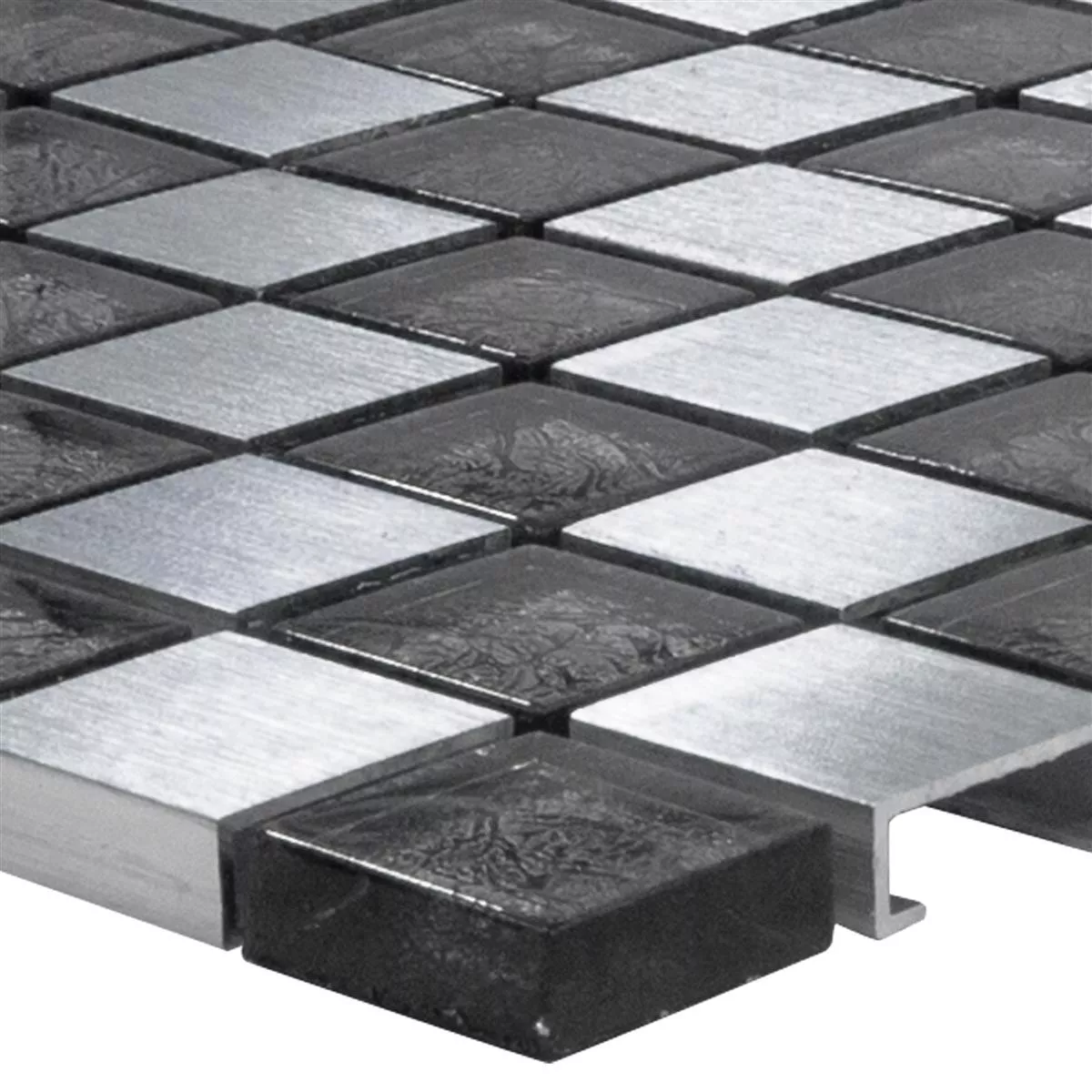 Glas Aluminium Mosaik Fliesen Eldorien Silber-Grau 3 Glas Aluminium Mosaik Fliesen Eldorien Silber-Grau