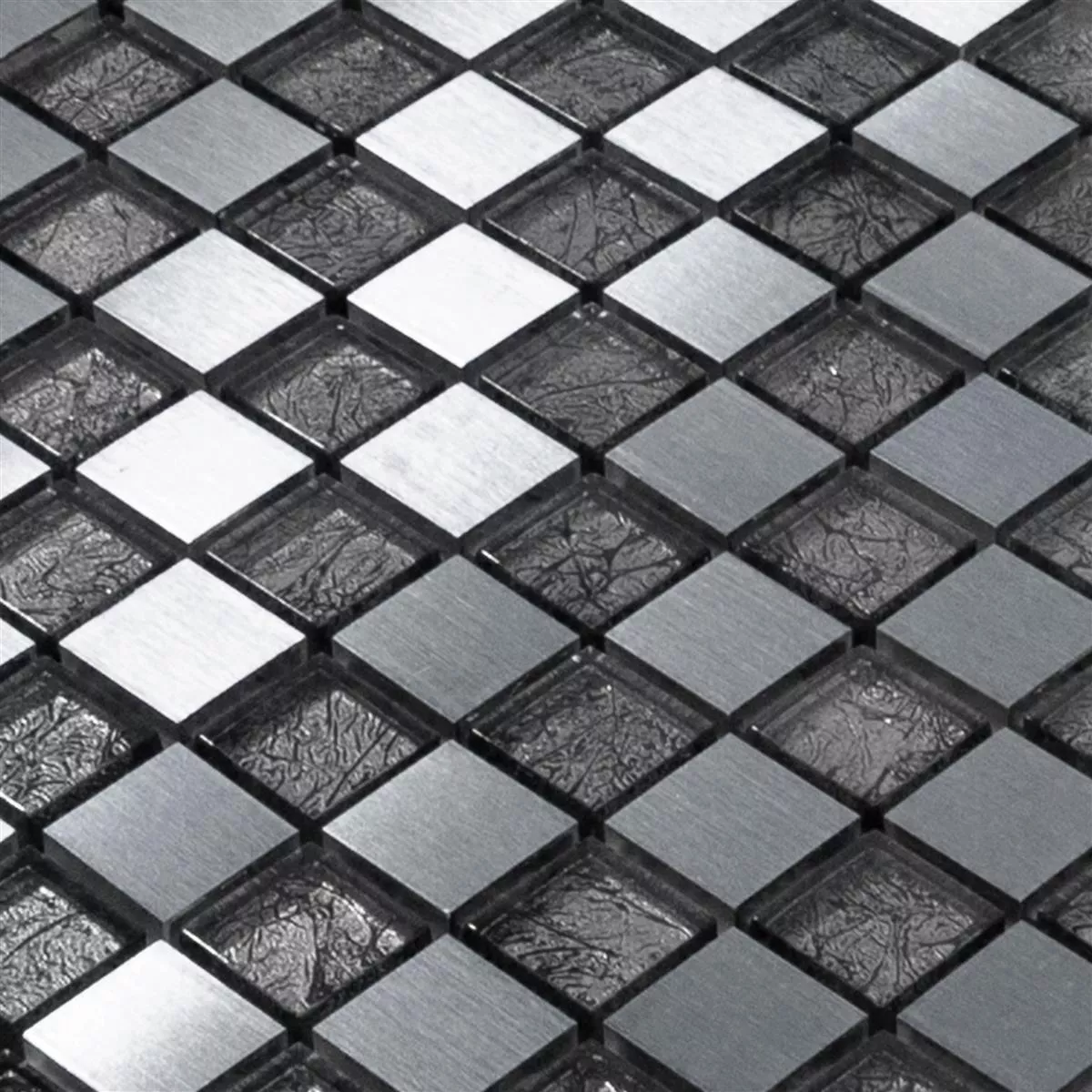 Glas Aluminium Mosaik Fliesen Eldorien Silber-Grau 4 Glas Aluminium Mosaik Fliesen Eldorien Silber-Grau – Bild 2