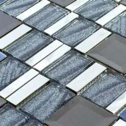 Alternative view of Glas Aluminium Mosaik LaCrosse Schwarz Grau Silber