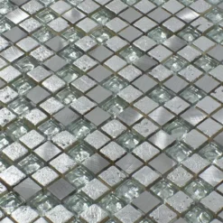 Alternative view of Glas Aluminium Resin Mosaikfliesen Stilo Silber