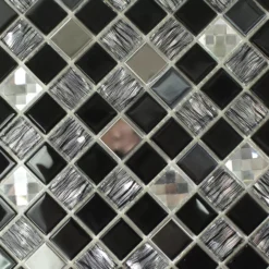 Alternative view of Glas Edelstahl Mosaik Amasya Selbstklebend Schwarz Silber