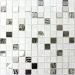 Glas Edelstahl Mosaik Amasya Selbstklebend Weiss Silber -Mosafil Shop glas edelstahl mosaik amasya selbstklebend weiss silber 4 76