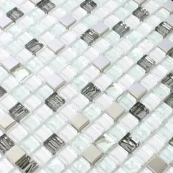 Alternative view of Glas Edelstahl Mosaikfliesen Admont Weiss 15