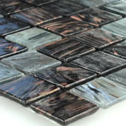Glas Effekt Mosaik Fliese Gold Star Dunkelgrau
