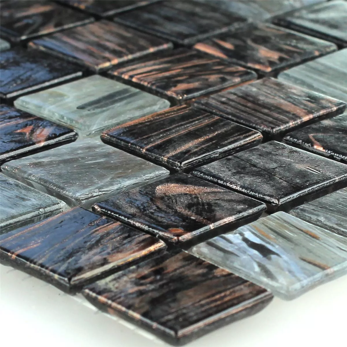 Glas Effekt Mosaik Fliese Gold Star Dunkelgrau 3 Glas Effekt Mosaik Fliese Gold Star Dunkelgrau