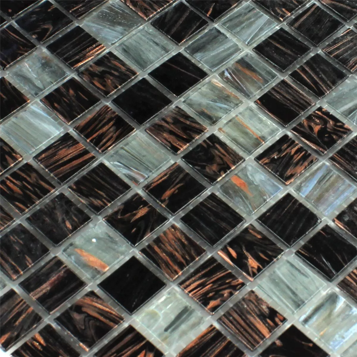 Glas Effekt Mosaik Fliese Gold Star Dunkelgrau 4 Glas Effekt Mosaik Fliese Gold Star Dunkelgrau – Bild 2