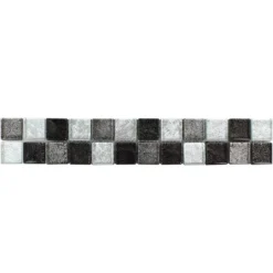 Alternative view of Glas Fliesenbordüre Johnstown Schwarz Silber Q23