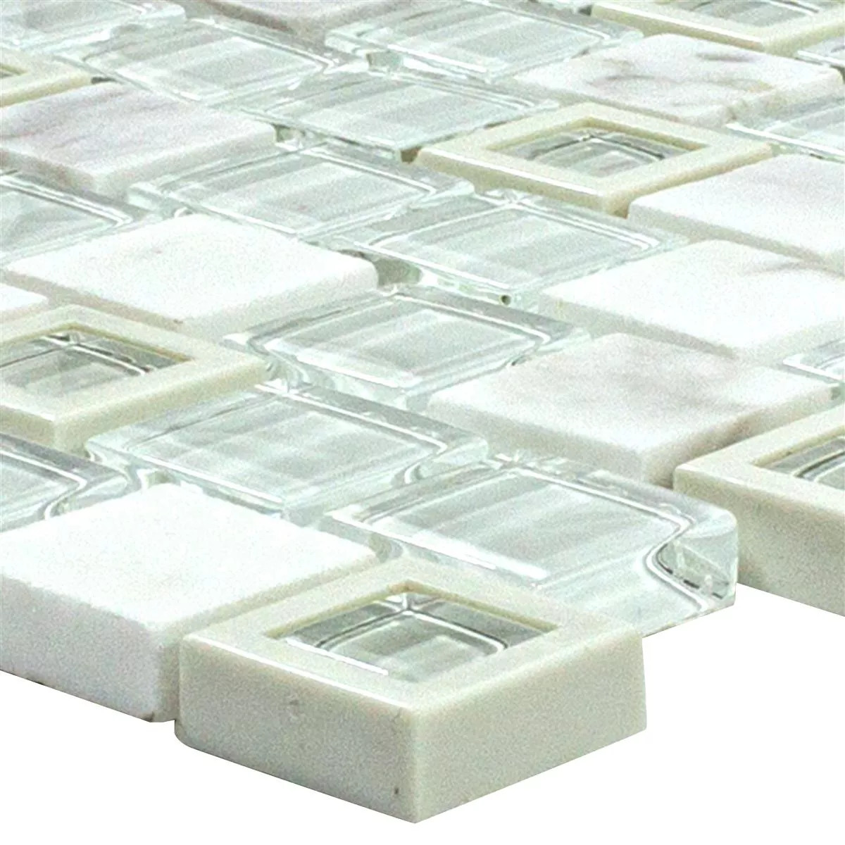 Glas Kunststoff Naturstein Mosaik Lunaquell Weiß 3 Glas Kunststoff Naturstein Mosaik Lunaquell Weiß