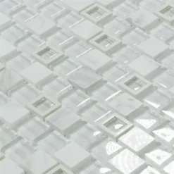 Alternative view of Glas Kunststoff Naturstein Mosaik Lunaquell Weiß