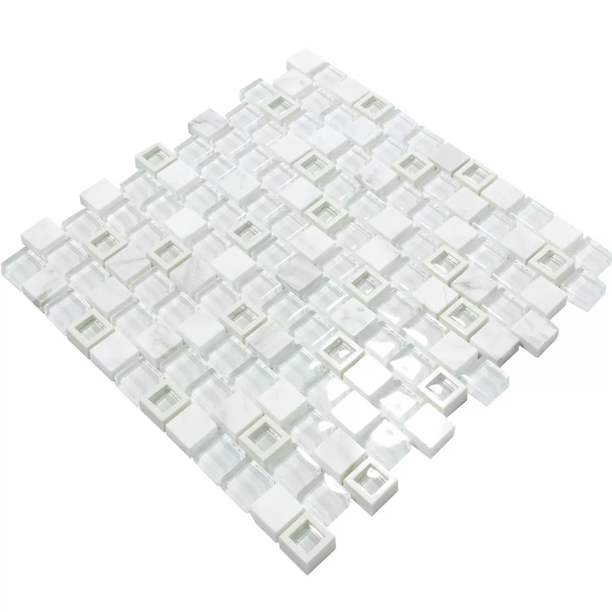 Glas Kunststoff Naturstein Mosaik Lunaquell Weiß 5 Glas Kunststoff Naturstein Mosaik Lunaquell Weiß – Bild 3