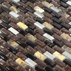 Alternative view of Glas Marmor Aluminium Mosaikfliesen Patterson Braun Mix