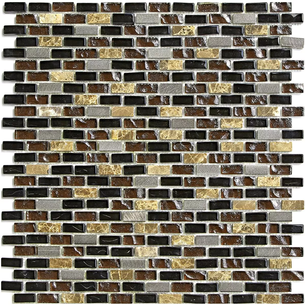 Glas Marmor Aluminium Mosaikfliesen Patterson Braun Mix 6 Glas Marmor Aluminium Mosaikfliesen Patterson Braun Mix – Bild 4