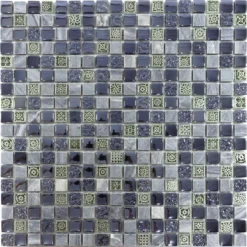 Glas Marmor Mosaikfliesen Champion Schwarz Grau Mix -Mosafil Shop glas marmor mosaikfliesen champion schwarz grau mix 4 53