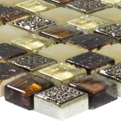 Glas Marmor Mosaikfliesen Kingsburg Braun Mix