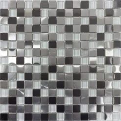 Glas Metall Edelstahl Mosaikfliesen Stella Weiß Silber -Mosafil Shop glas metall edelstahl mosaikfliesen stella weiss silber 4 60