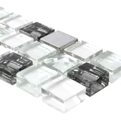 Glas Metall Mosaikbordüre Fresno Weiß Silber 9 Glas Metall Mosaikbordüre Fresno Weiß Silber -Mosafil Shop glas metall mosaikborduere fresno weiss silber 4 28