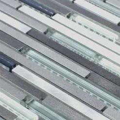 Alternative view of Glas Metall Mosaikfliesen Freeway Schwarz Silber