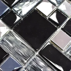 Alternative view of Glas Metall Mosaikfliesen Malaya Schwarz 3 Mix