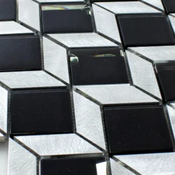 Alternative view of Glas Metall Mosaikfliesen Tanja Schwarz Silber Würfel