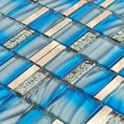 Alternative view of Glas Metall Mosaikfliesen Union Blau Kupfer