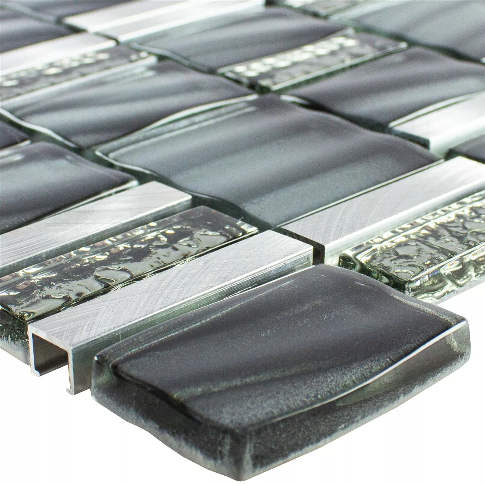 Glas Metall Mosaikfliesen Union Grau Silber 3 Glas Metall Mosaikfliesen Union Grau Silber