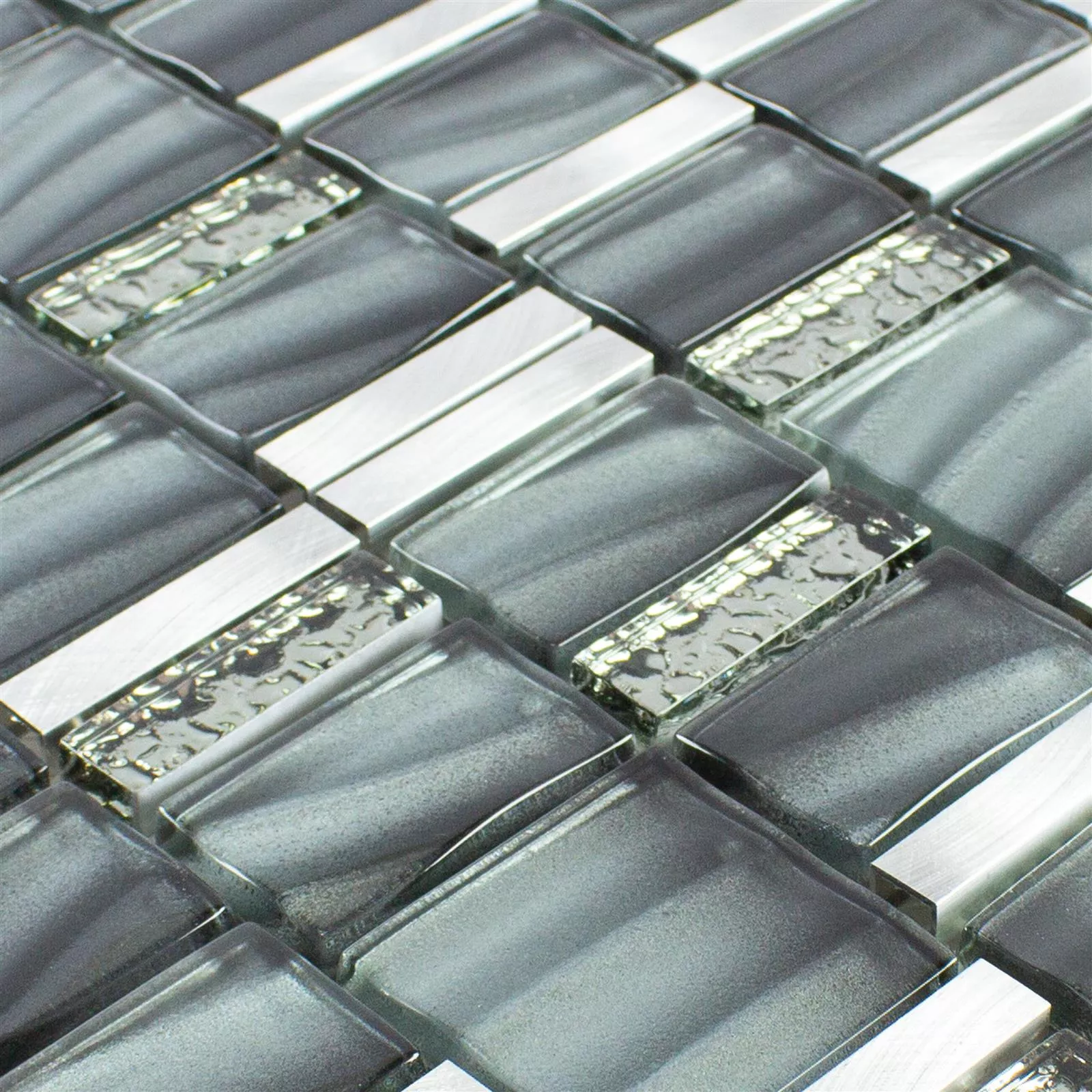 Glas Metall Mosaikfliesen Union Grau Silber 4 Glas Metall Mosaikfliesen Union Grau Silber – Bild 2